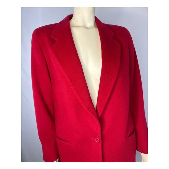 VTG L.L. Bean Blazer Red Wool/ cashmere USA Made One Button Boxy Academia size 6 - Picture 2 of 12